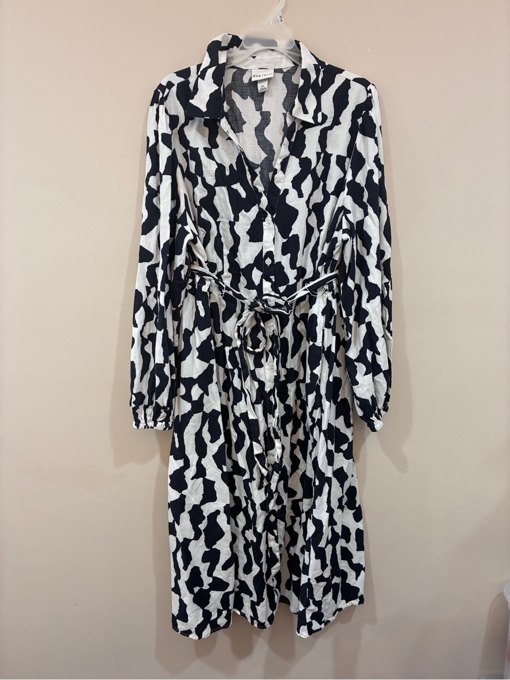 Ava & Viv Black and White Abstract Print Dress